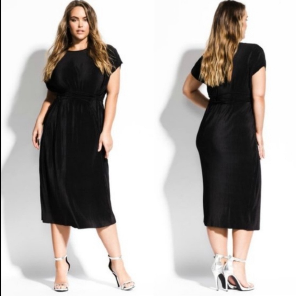 City Chic Baby Pleat Midi Dress XL/22